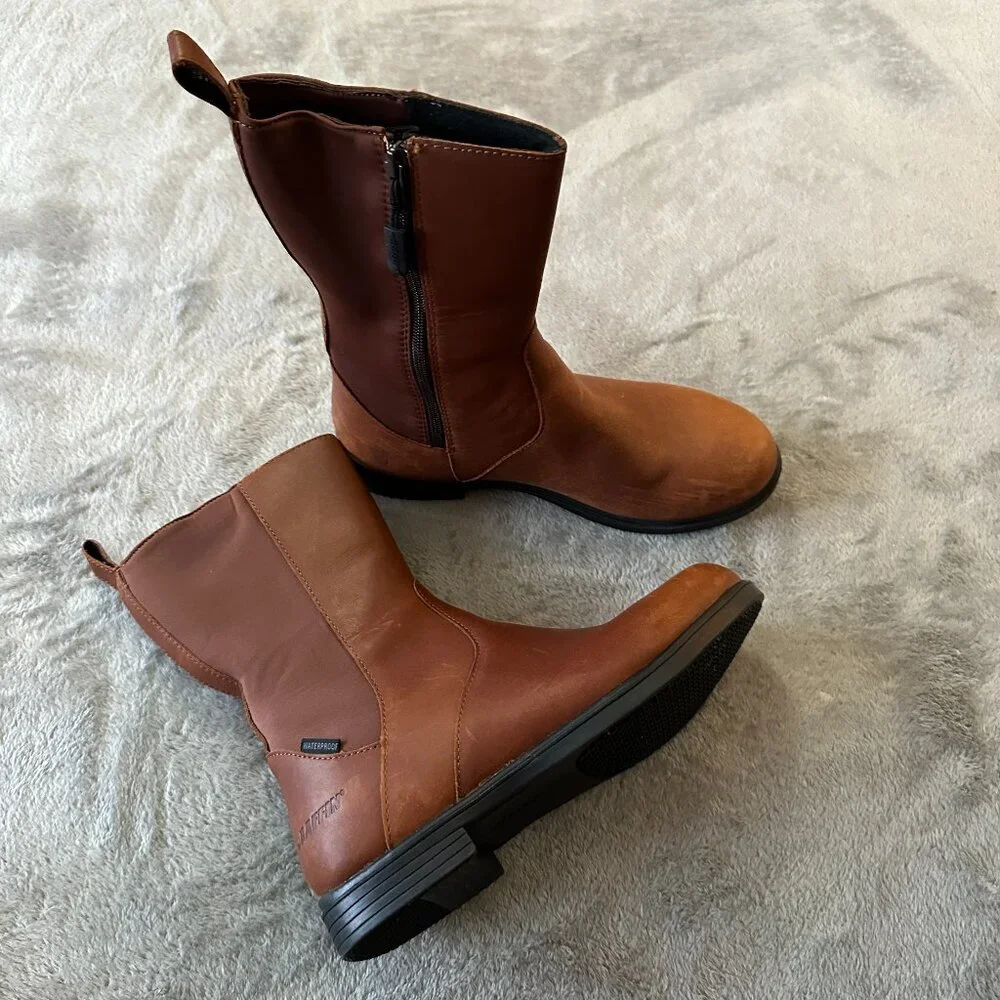 Baffin Cambridge Brown Waterproof Leather Boots Women's 8 Barley Calf Length